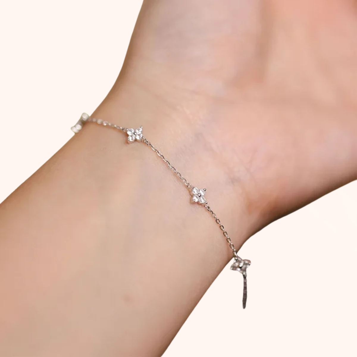 Lucky Clover Sterling Silver Bracelet