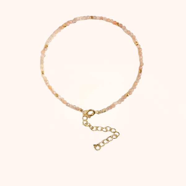 Peach Sunstone Beaded Bracelet