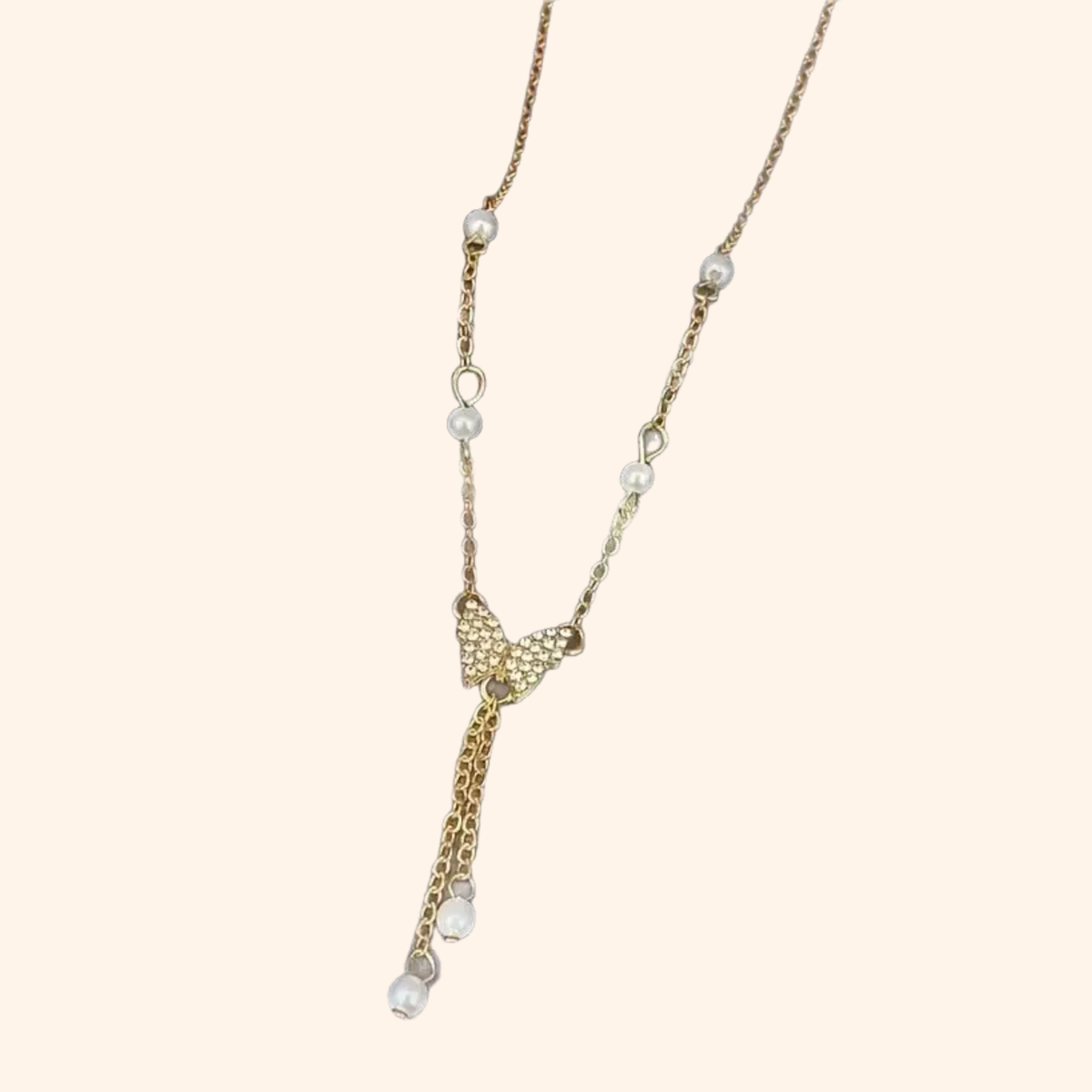 Butterfly Pearl Collar Necklace