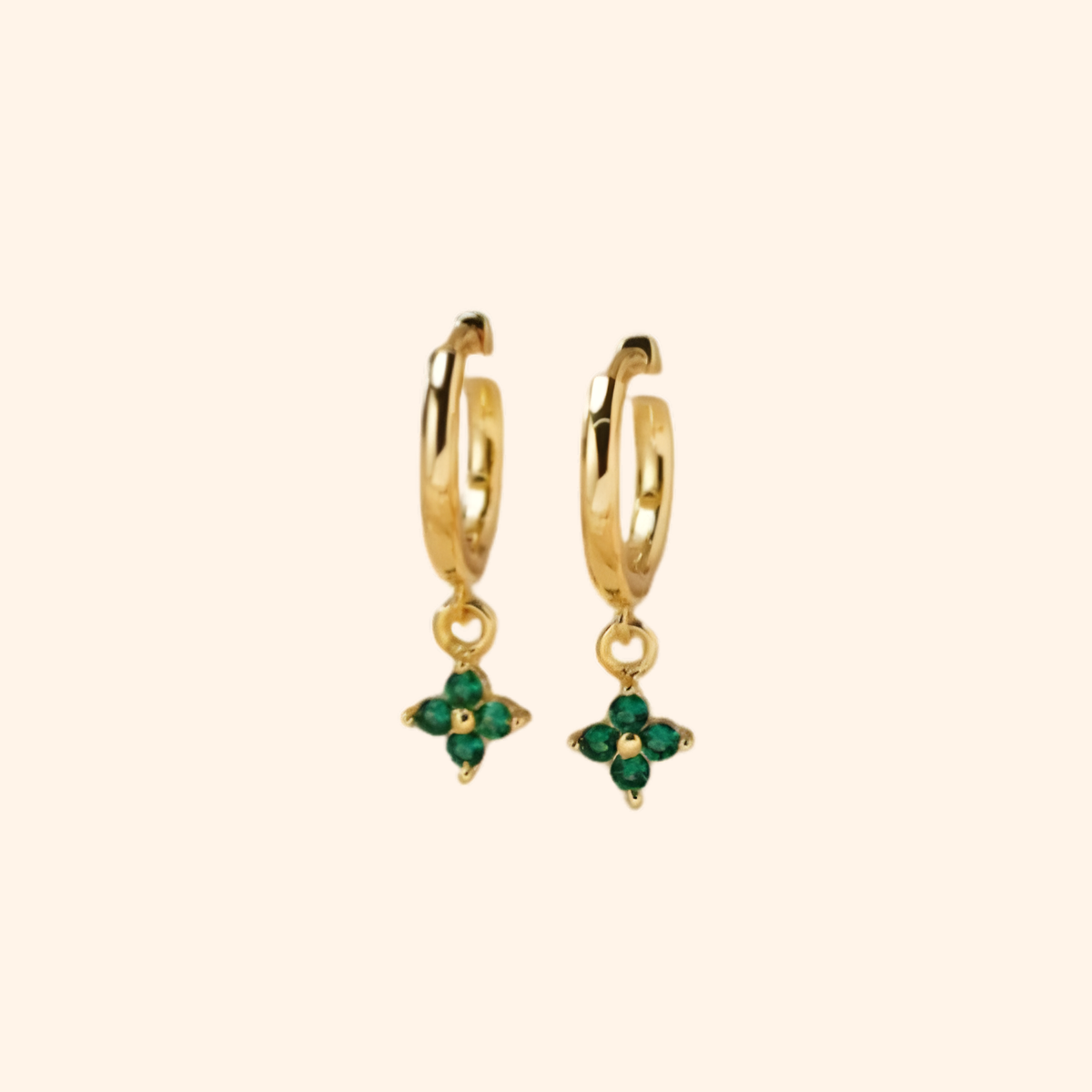 Flower Birthstone Huggie Earrings