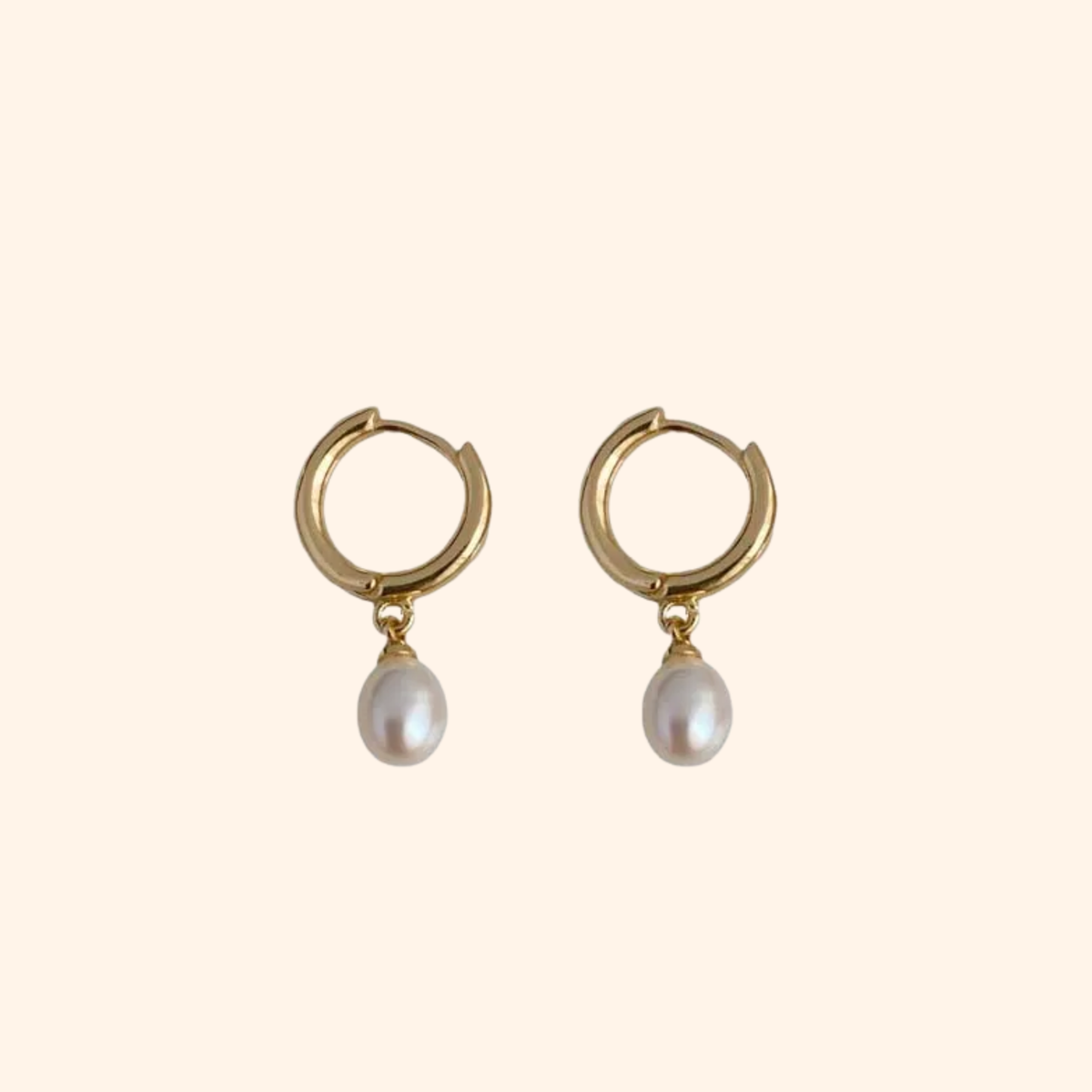 Pearl Diamond Hoop Earrings