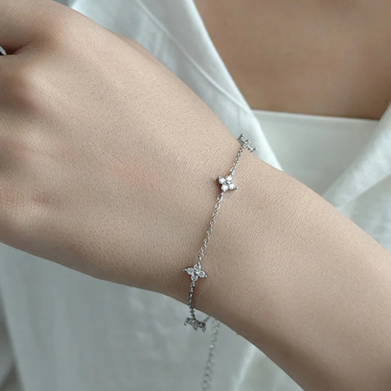 Lucky Clover Sterling Silver Bracelet