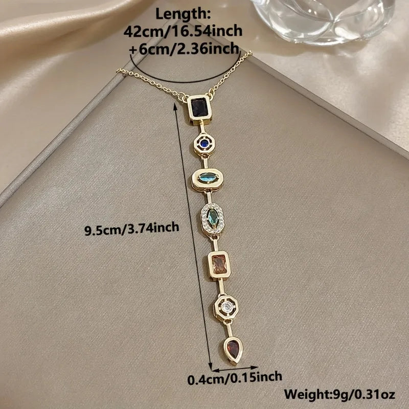 Crystal Drop Long Pendant Necklace