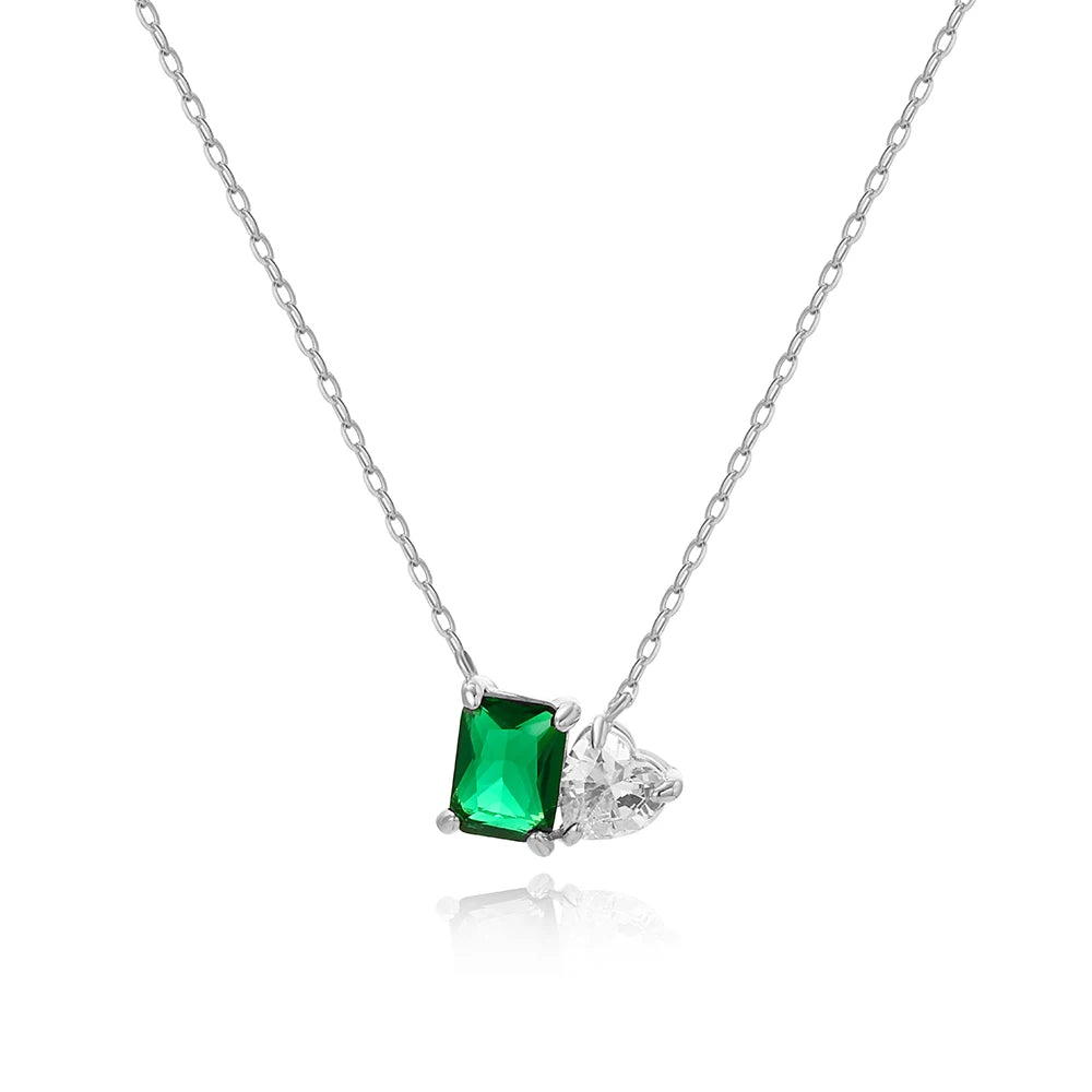 Emerald Crystal Pearl Pendant Necklace