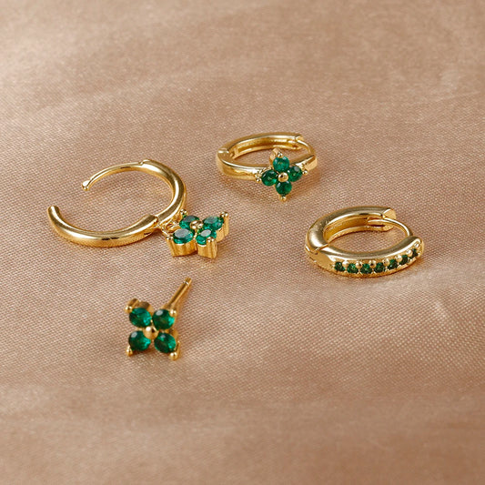 Flower Birthstone Huggie Earrings