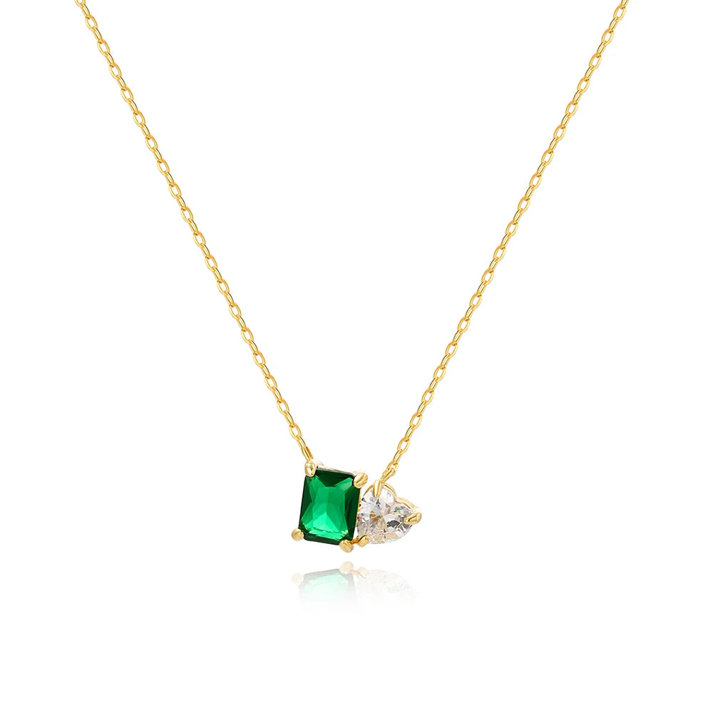 Emerald Crystal Pearl Pendant Necklace