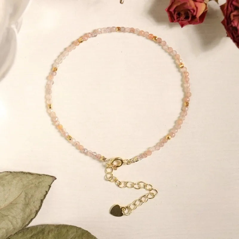 Peach Sunstone Beaded Bracelet