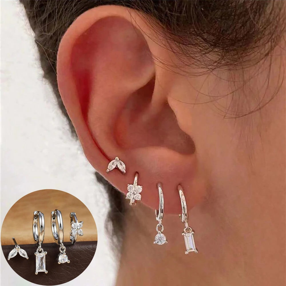 Flower Birthstone Huggie Earrings