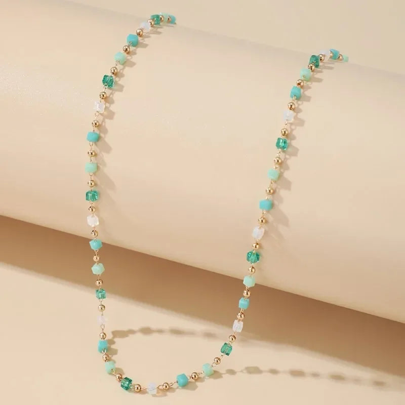 Opal Bead Pendant Necklace