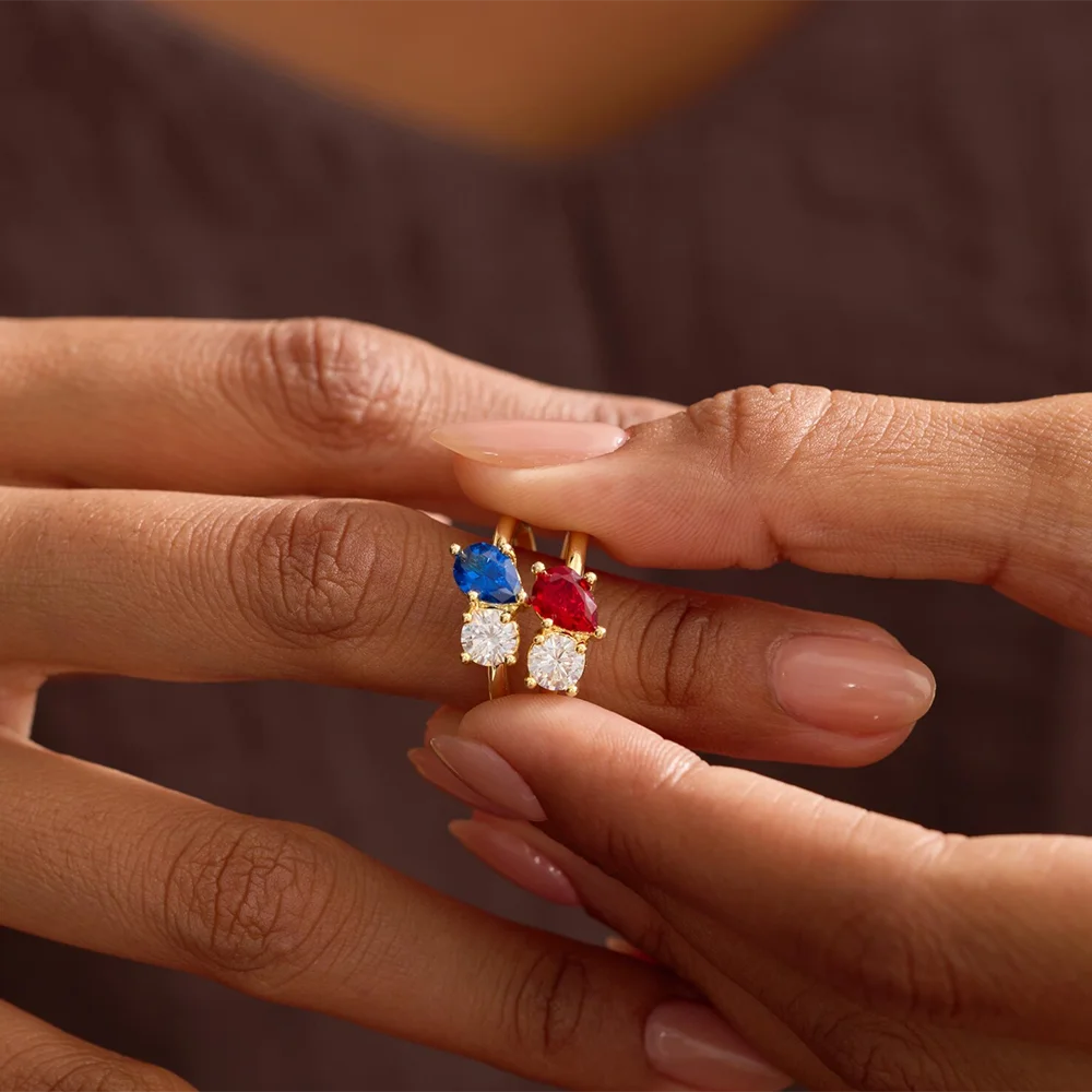 Birthstone Toi et Moi Promise Ring — Two Souls, One Story