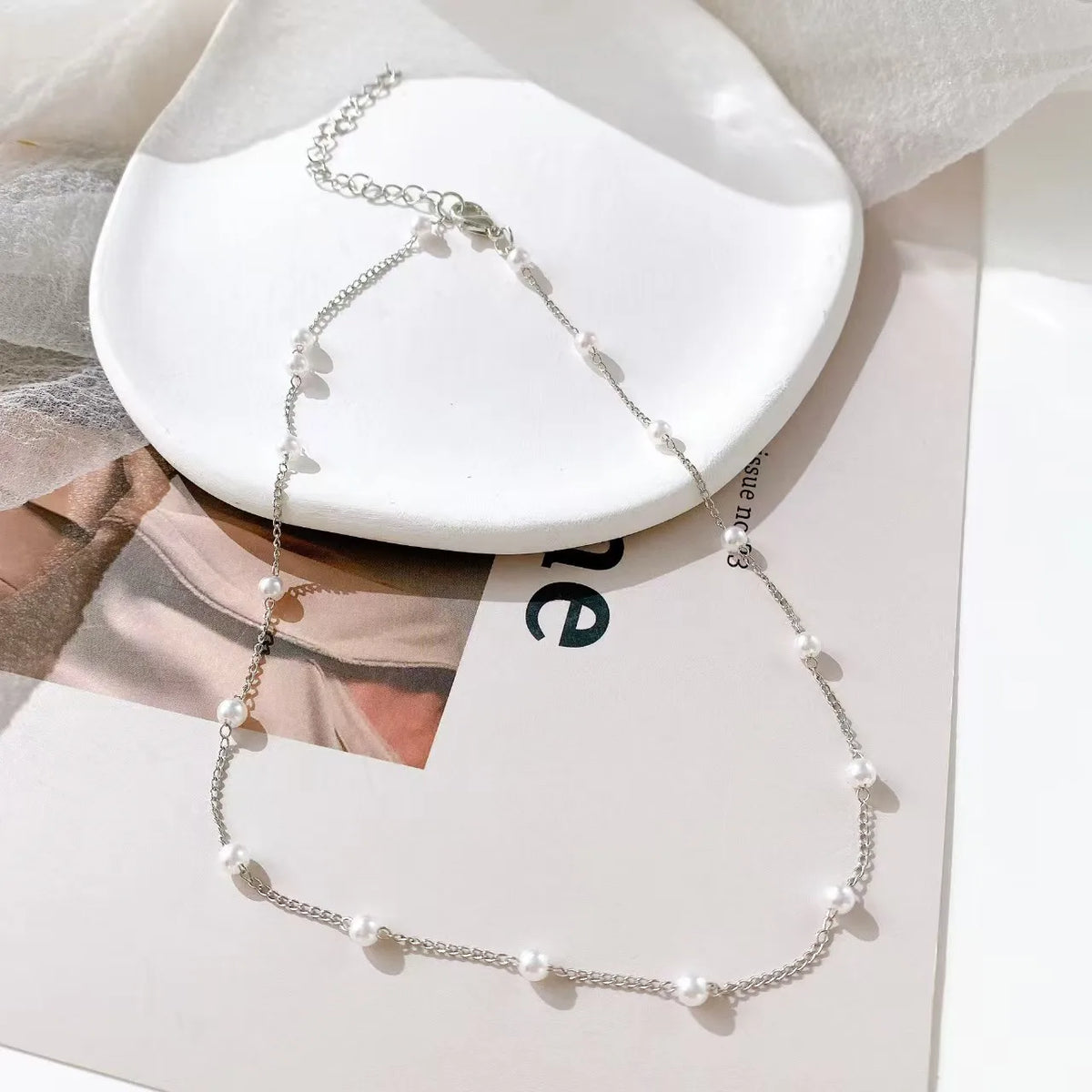 Pearl Diamond Cross Necklace