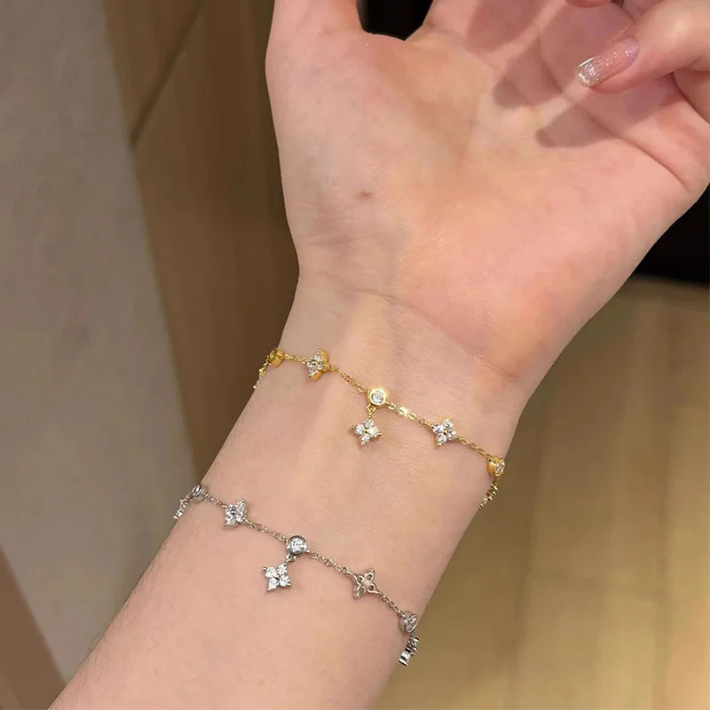 Lucky Clover Sterling Silver Bracelet