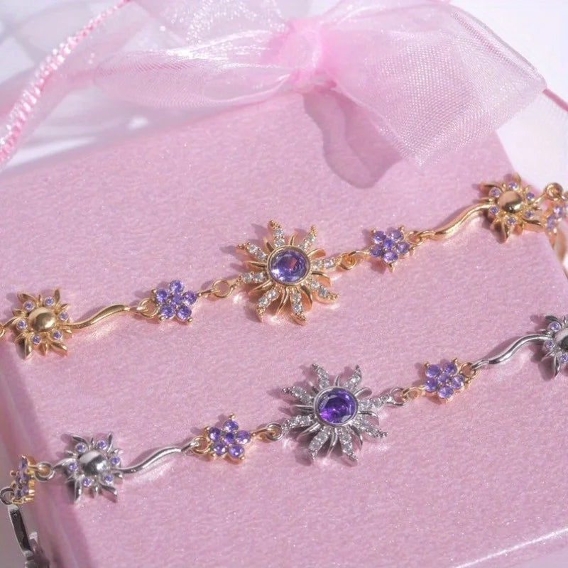 Sunflower Crystal Charm Bracelet