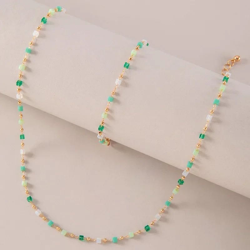 Opal Bead Pendant Necklace