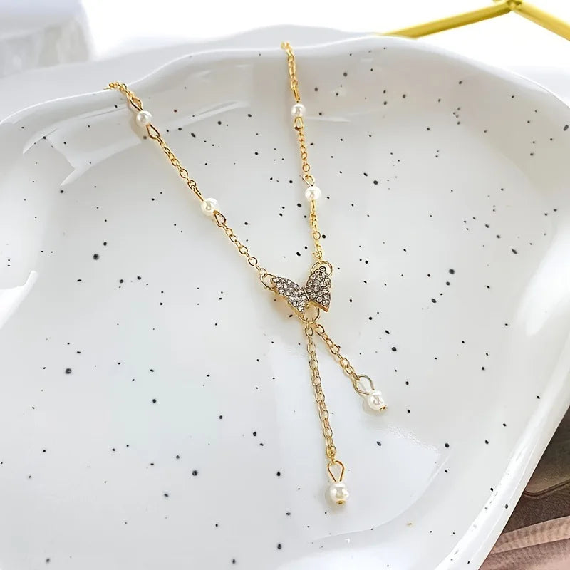 Butterfly Pearl Collar Necklace