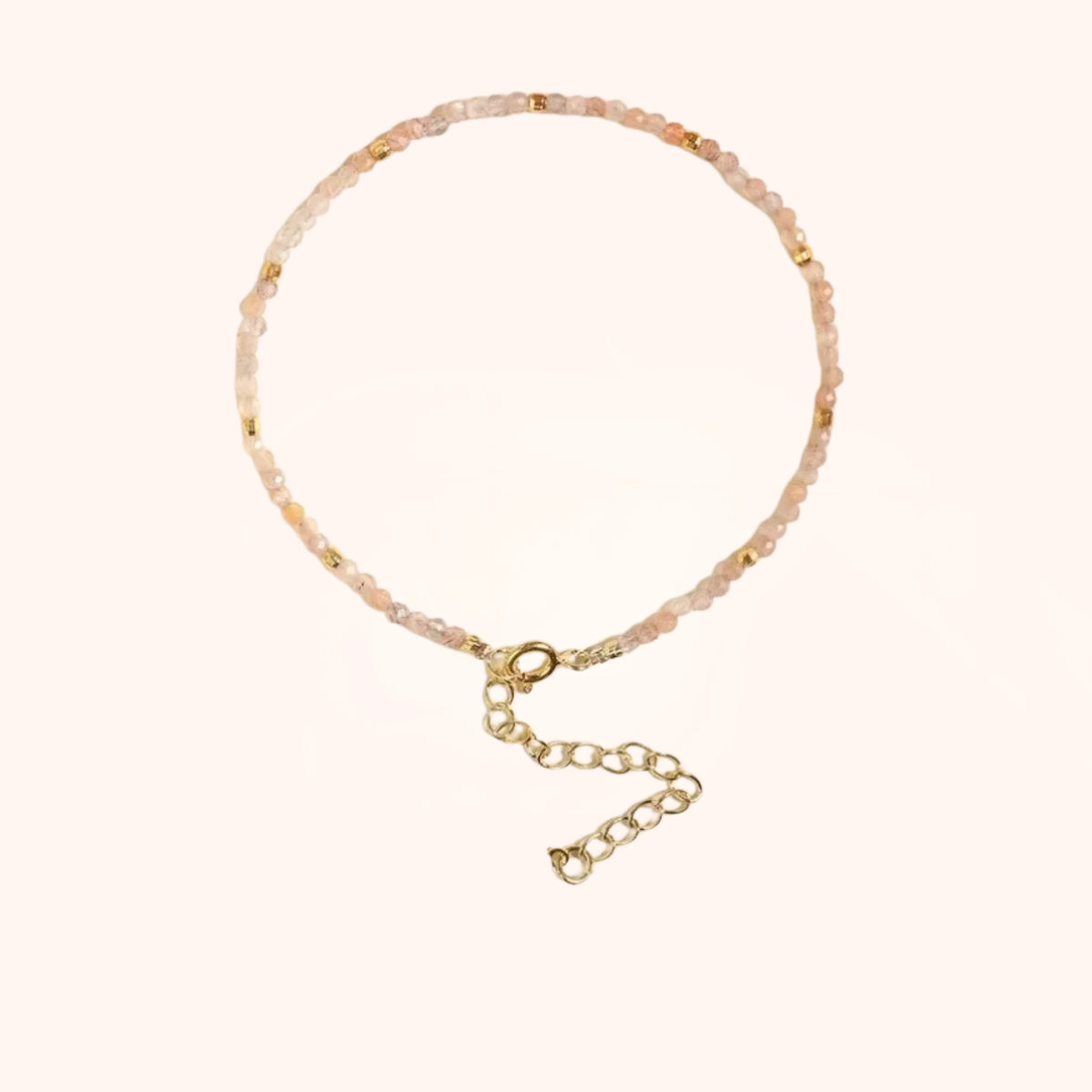 Peach Sunstone Beaded Bracelet