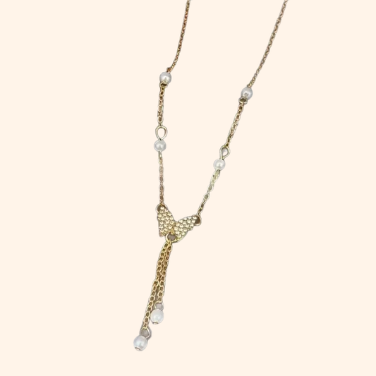 Butterfly Pearl Collar Necklace