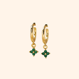 Flower Birthstone Huggie Earrings