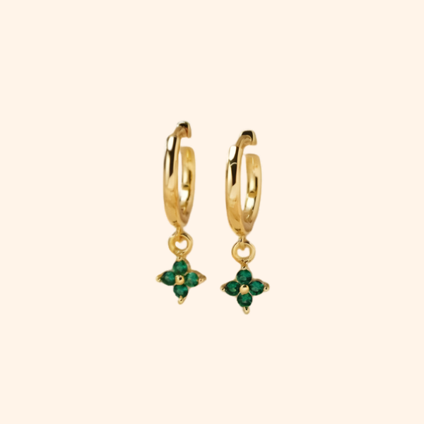 Flower Birthstone Huggie Earrings