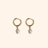 Pearl Diamond Hoop Earrings