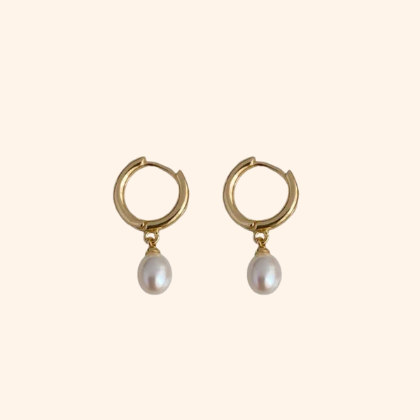 Pearl Diamond Hoop Earrings