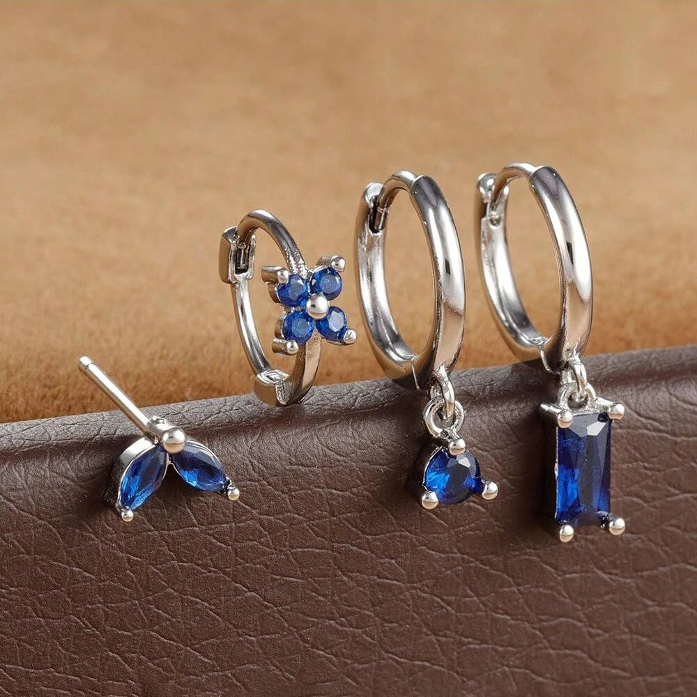 Flower Birthstone Huggie Earrings