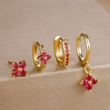 Flower Birthstone Huggie Earrings