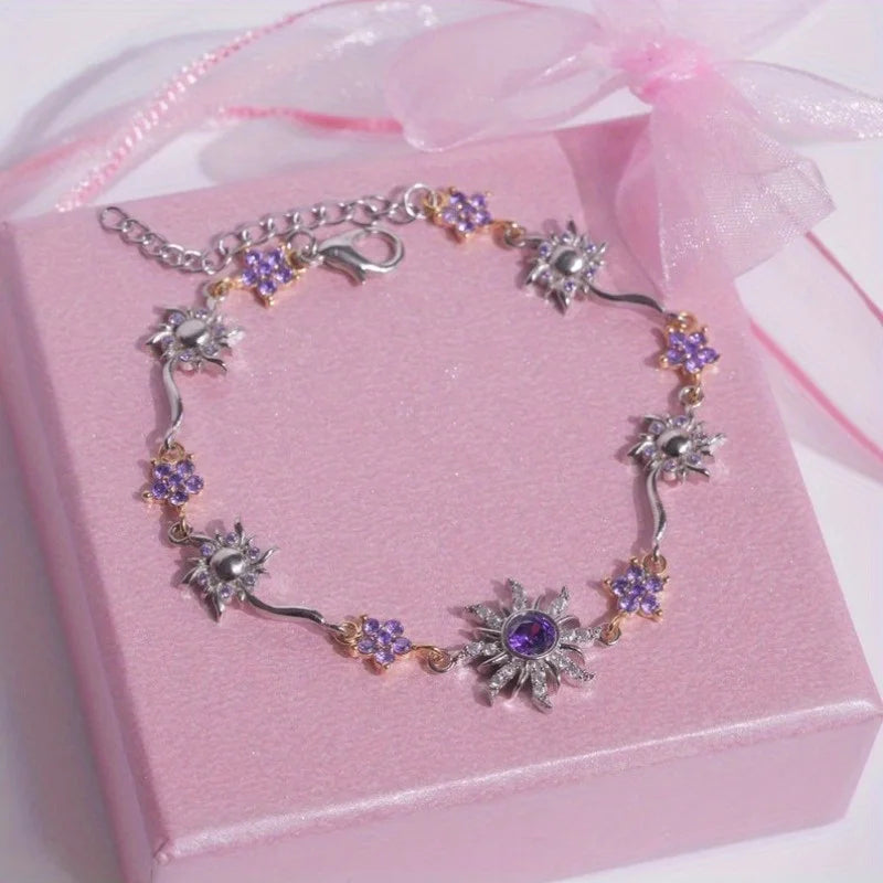 Sunflower Crystal Charm Bracelet