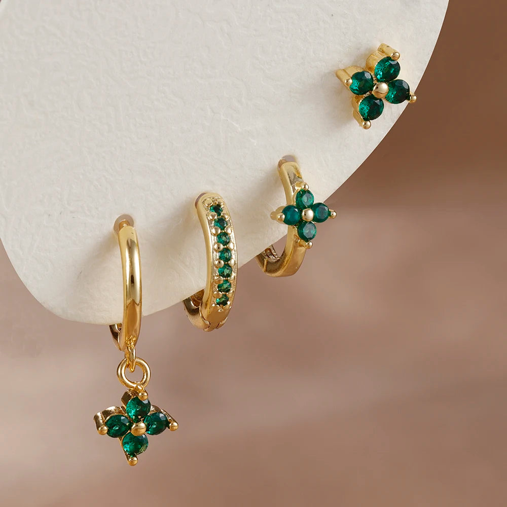 Flower Birthstone Huggie Earrings