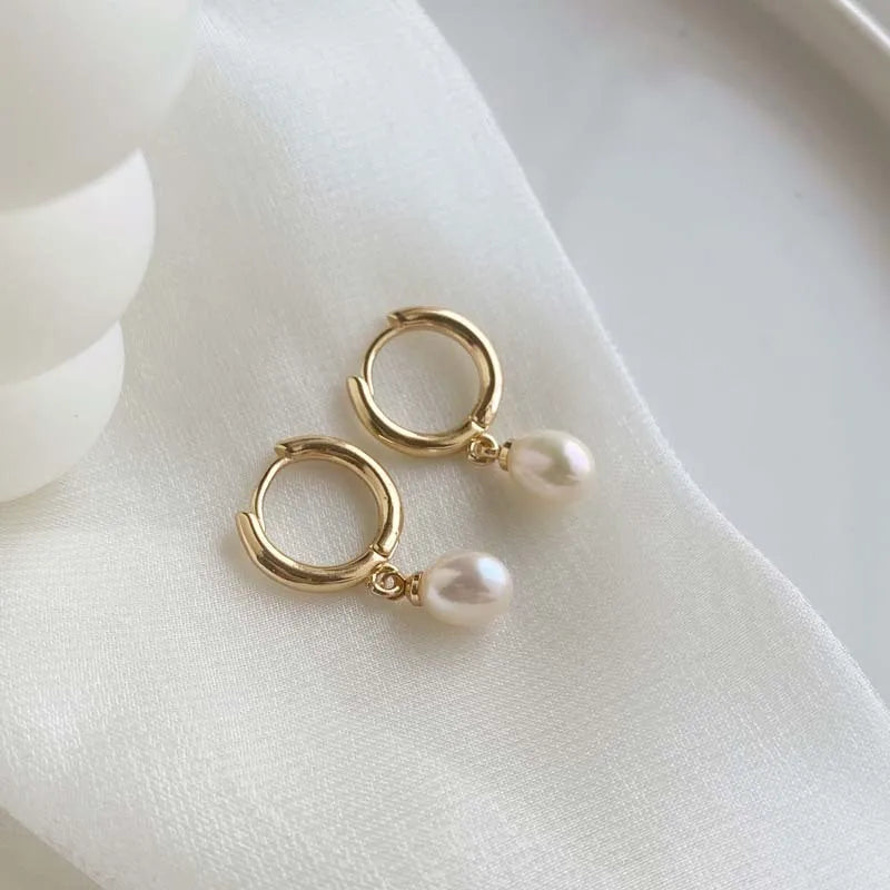 Pearl Diamond Hoop Earrings