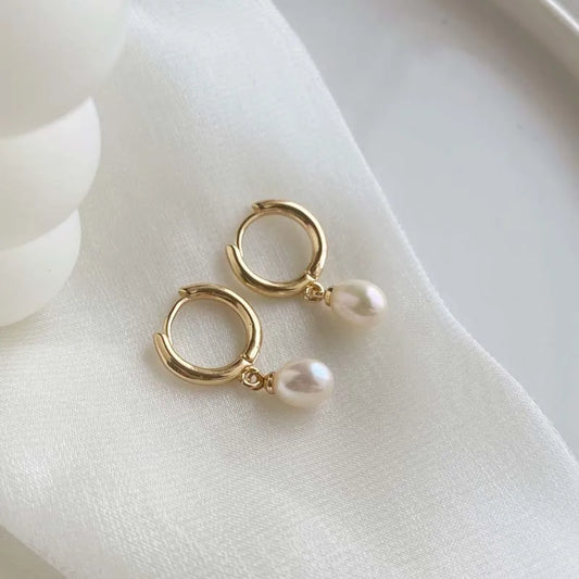 Pearl Diamond Hoop Earrings