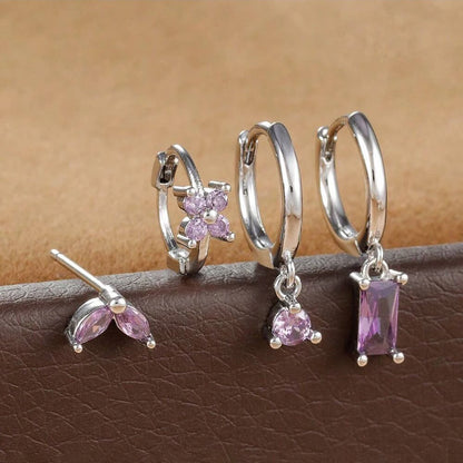 Flower Birthstone Huggie Earrings
