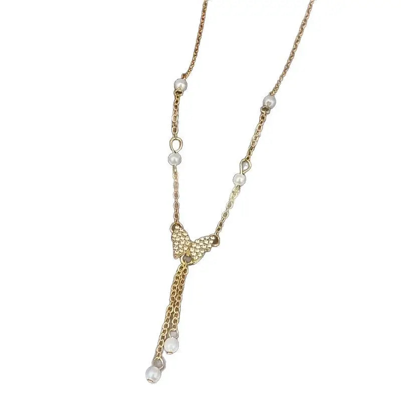 Butterfly Pearl Collar Necklace