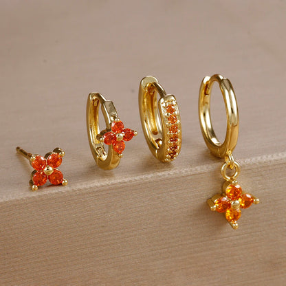 Flower Birthstone Huggie Earrings