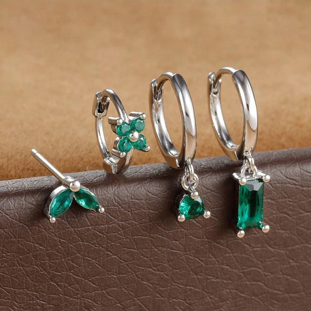 Flower Birthstone Huggie Earrings