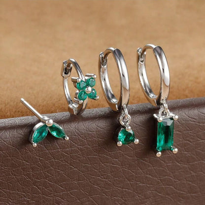 Flower Birthstone Huggie Earrings