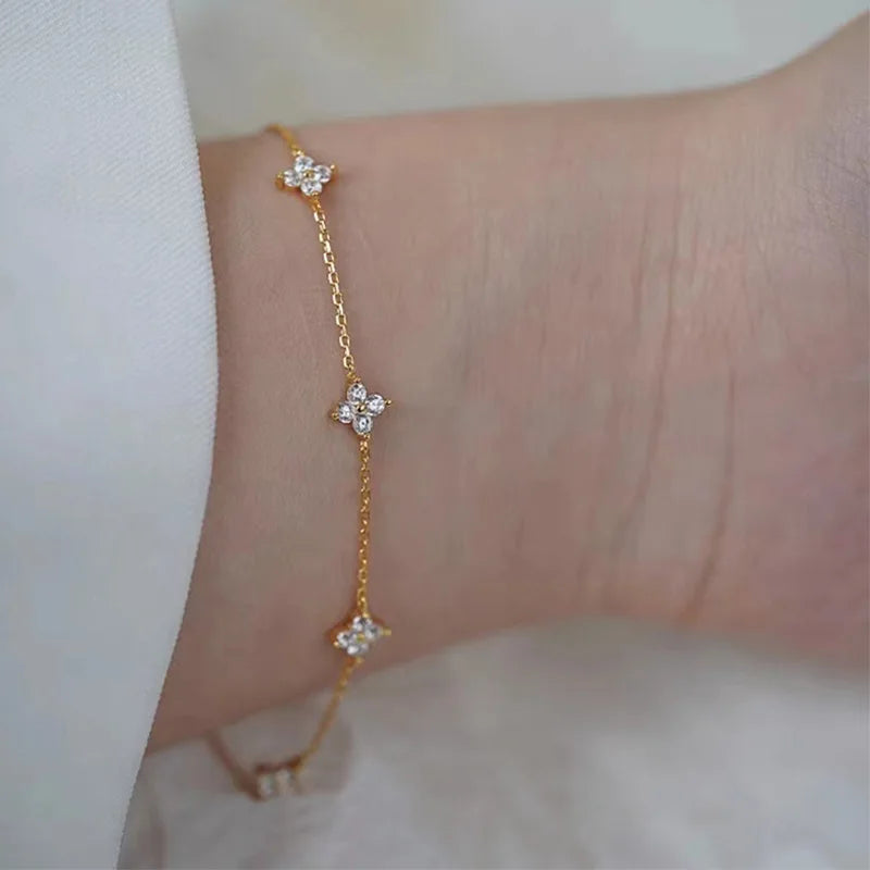 Lucky Clover Sterling Silver Bracelet