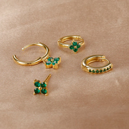 Flower Birthstone Huggie Earrings