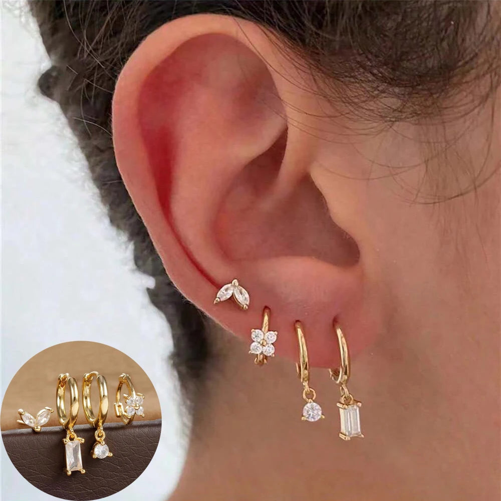 Flower Birthstone Huggie Earrings