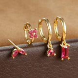 Flower Birthstone Huggie Earrings