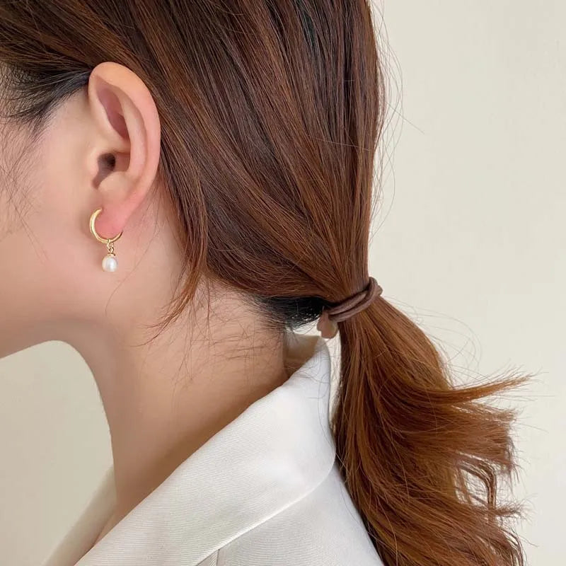 Pearl Diamond Hoop Earrings