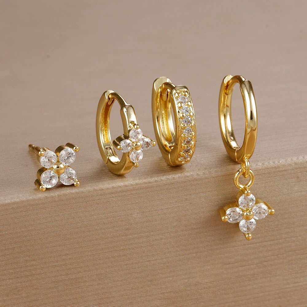 Flower Birthstone Huggie Earrings