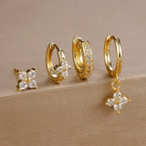 Flower Birthstone Huggie Earrings