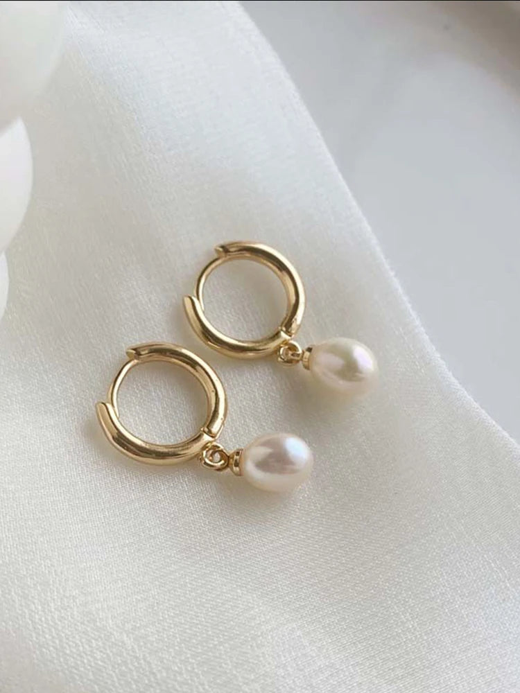 Pearl Diamond Hoop Earrings