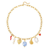 Heart Charm Layered Pearl Necklace