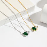 Emerald Crystal Pearl Pendant Necklace