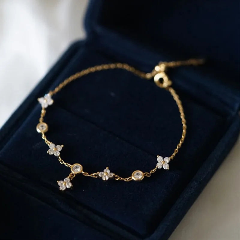 Lucky Clover Sterling Silver Bracelet