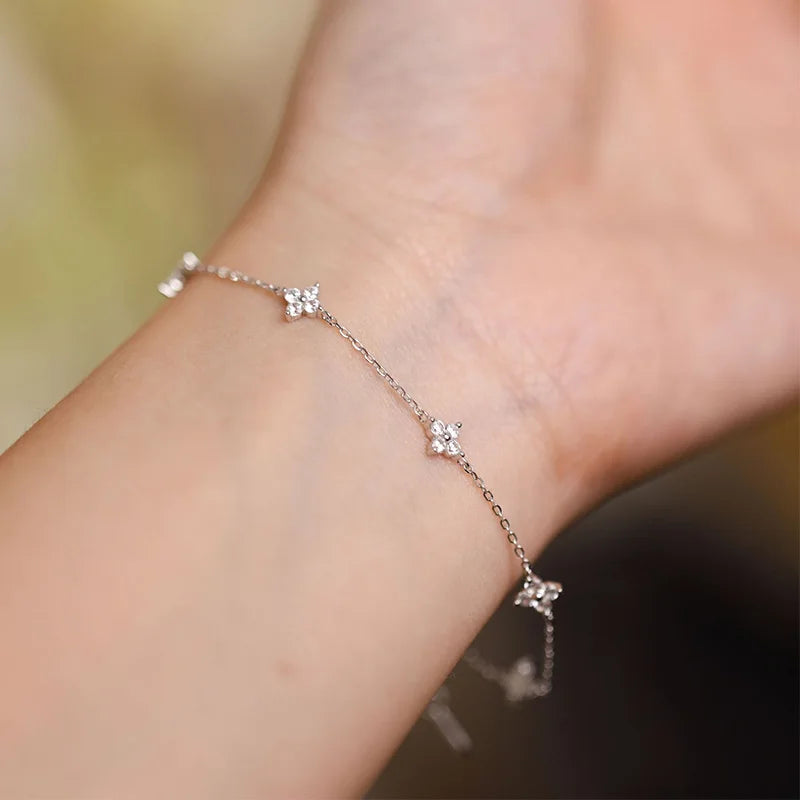 Lucky Clover Sterling Silver Bracelet