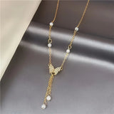Butterfly Pearl Collar Necklace