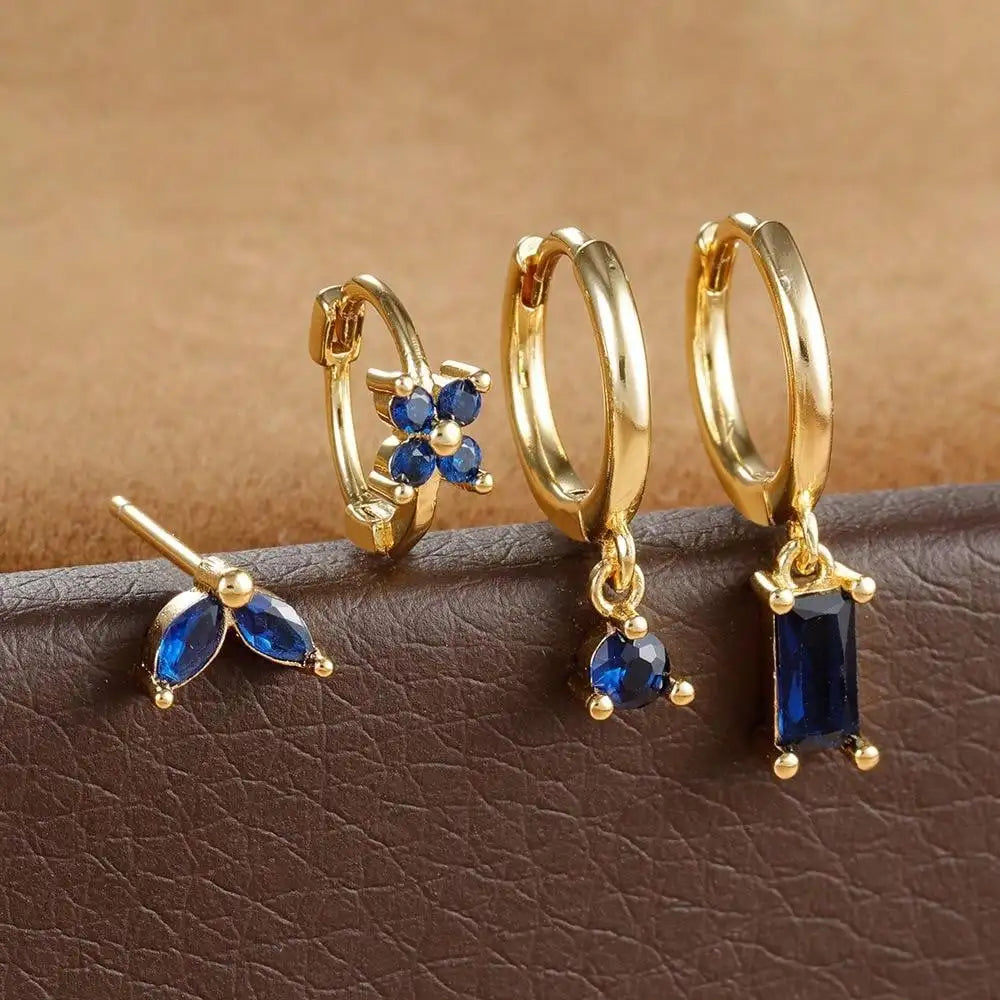 Flower Birthstone Huggie Earrings